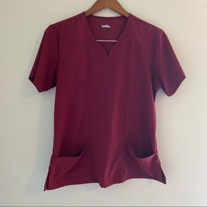 Scrub Aid Maroon Ribbed Scrub Set Large